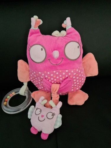 Doudou hibou chouette rose