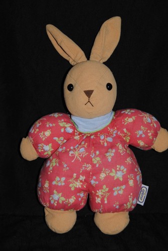 Doudou lapin rouge - rouge, fleurs