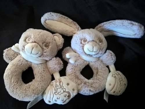 Lot doudou hochet ours - doudou, lapin